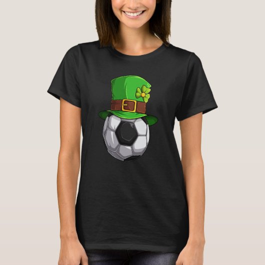 St Patrick's Day Lucky Soccer Ball With Leprechaun T-shirt (Voorkant)