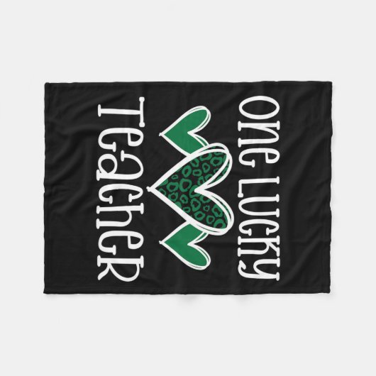 St. Patricks Day Lucky Teacher Leopard Print Hart Fleece Deken (Voorkant (Horizontaal))
