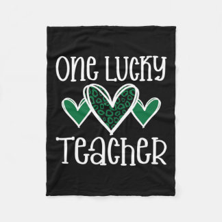 St. Patricks Day Lucky Teacher Leopard Print Hart Fleece Deken