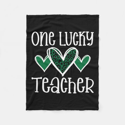 St. Patricks Day Lucky Teacher Leopard Print Hart Fleece Deken (Voorkant)