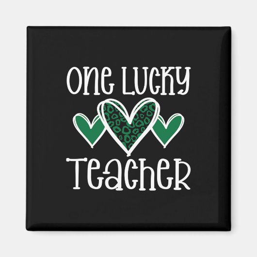 St. Patricks Day Lucky Teacher Leopard Print Hart Magneet (Voorkant)