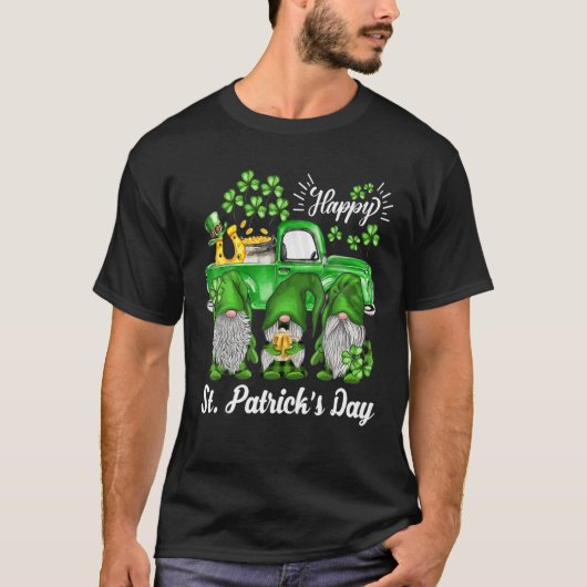 St Patrick's Day Lucky Three Gnomen Shamrock Green T-shirt (Voorkant)