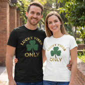 St Patrick's Day Lucky Vibes Distressed Shamrock T-shirt