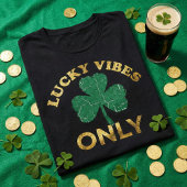 St Patrick's Day Lucky Vibes Distressed Shamrock T-shirt