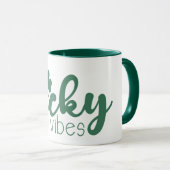 St. Patrick's Day Lucky Vibes met groene klaver Mok (Voorkant rechts)