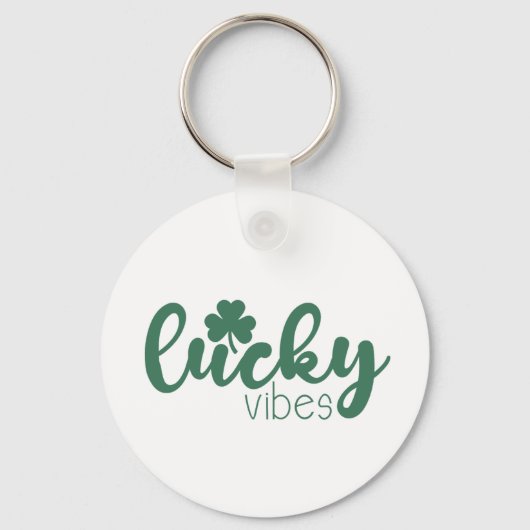 St. Patrick's Day Lucky Vibes met groene klaver Sleutelhanger (Voorkant)