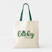 St. Patrick's Day Lucky Vibes met groene klaver Tote Bag (Achterkant)