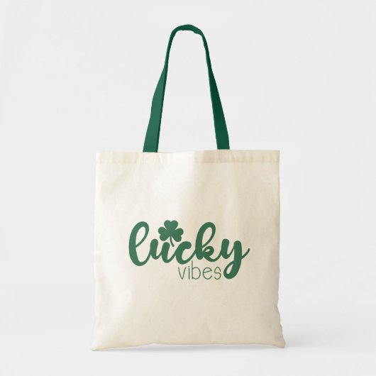St. Patrick's Day Lucky Vibes met groene klaver Tote Bag (Voorkant)