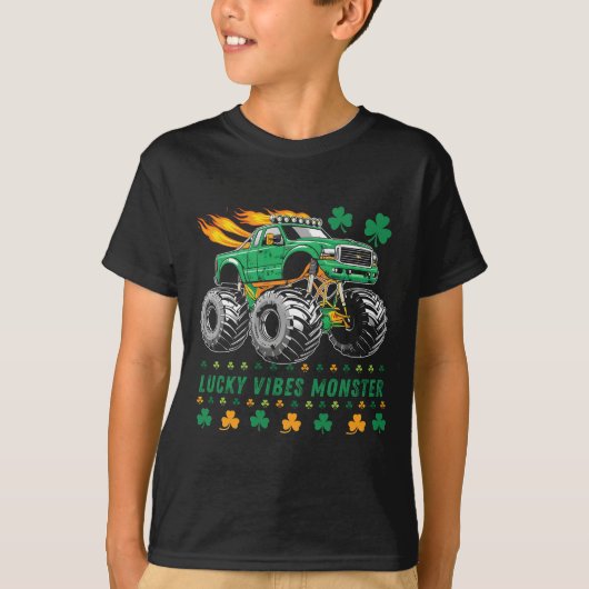 St Patricks Day Lucky Vibes Monster Truck T-shirt (Voorkant)