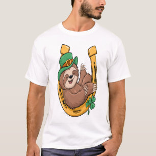 St Patrick's Day Luiaard Hoefijzer Lucky T-shirt