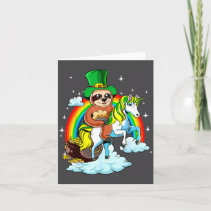 St Patricks Day Luiaard Op Een Eenhoorn Iri-shirt Kaart