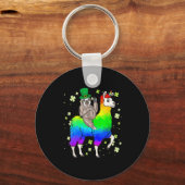 St Patricks Day Luiaard Ridding Llama Kabouter T-s Sleutelhanger (Voorkant)