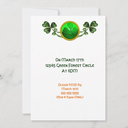 ST. PATRICK'S DAY MAAN DAME MET KLAVERTJE DRIE MON KAART (Achterkant)