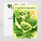 ST.PATRICK'S DAY MAAN DAME MET KLAVERTJES MONOGRAM KAART (Voorkant / Achterkant)