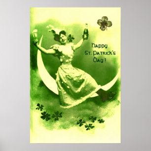 ST. PATRICK'S DAY MAAN VROUW MET KLAVERBLADEN POSTER