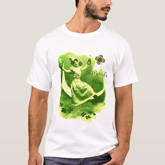 ST PATRICK'S DAY MAAN VROUW MET KLAVERTJES INITIAL T-SHIRT (Voorkant)