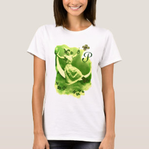 ST PATRICK'S DAY MAAN VROUW MET KLAVERTJES INITIAL T-SHIRT