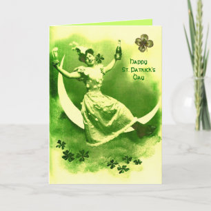 ST. PATRICK'S DAY MAANVROUW MET KLAVERTJES KAART