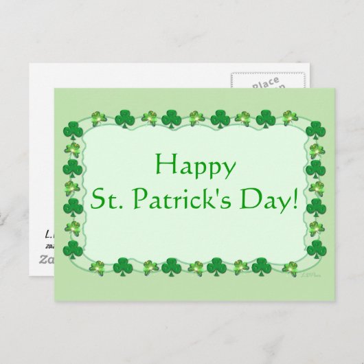 St. Patrick's Day - Magic Shamrocks Briefkaart (Voorkant / Achterkant)