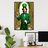 St. Patrick's Day man met groen | AI Art. Poster (Thuiskantoor)