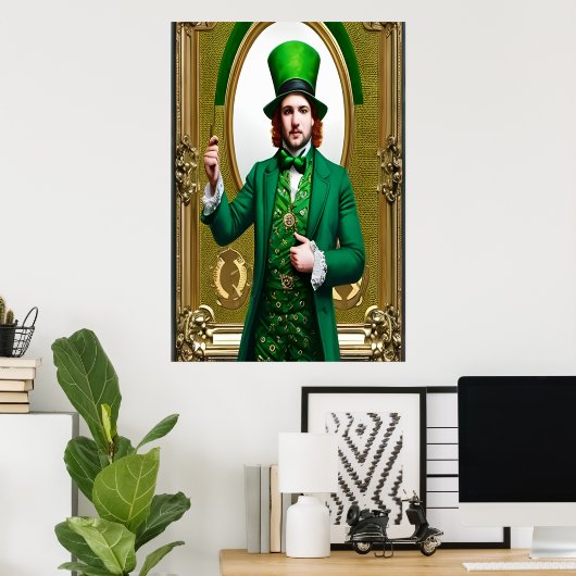 St. Patrick's Day man met groen | AI Art. Poster (Thuiskantoor)