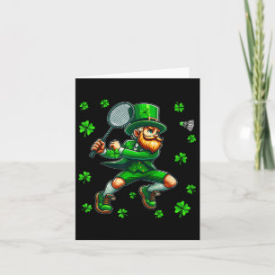St. Patricks Day Man spelen Badminton Player Team Kaart
