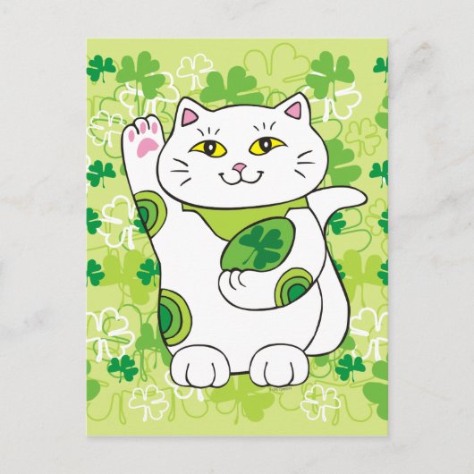 St. Patrick's Day Maneki Neko (Lucky Cat) Briefkaart (Voorkant)