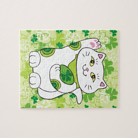 St. Patrick's Day Maneki Neko (Lucky Cat) Legpuzzel (Horizontaal)
