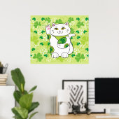 St. Patrick's Day Maneki Neko (Lucky Cat) Poster (Thuiskantoor)