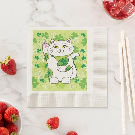 St. Patrick's Day Maneki Neko (Lucky Cat) Servet (Insitu)