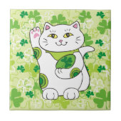 St. Patrick's Day Maneki Neko (Lucky Cat) Tegeltje (Voorkant)