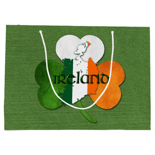 St. Patrick's Day Map of Ireland/Clover Groot Cadeauzakje (Achterkant)