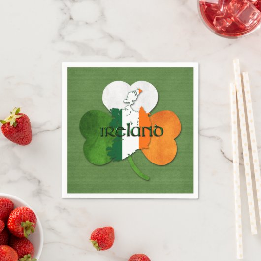 St. Patrick's Day Map of Ireland/Clover Servetten (Insitu)