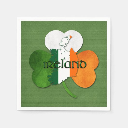 St. Patrick's Day Map of Ireland/Clover Servetten (Voorkant)