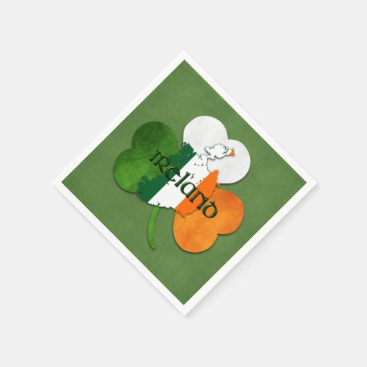 St. Patrick's Day Map of Ireland/Clover Servetten (Hoek)