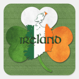 St. Patrick's Day Map of Ireland/Clover Vierkante Sticker