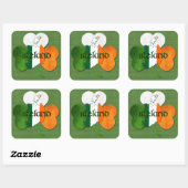 St. Patrick's Day Map of Ireland/Clover Vierkante Sticker (Vel)