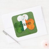 St. Patrick's Day Map of Ireland/Clover Vierkante Sticker (Envelop)