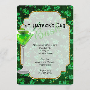 St. Patricks Day Martini Party Invitation Kaart