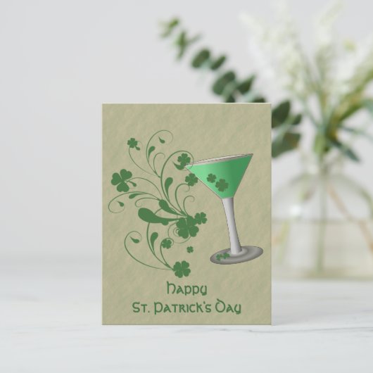 St Patrick's Day Martini Post Kaart (Staand voorkant)