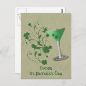 St Patrick's Day Martini Post Kaart (Voorkant / Achterkant)