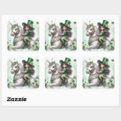 St. Patrick's Day Meisje en Eenhoorn Vierkante Sticker (Vel)