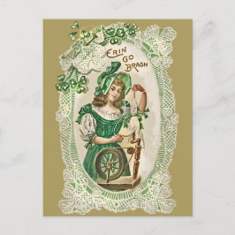  St Patrick's Day Meisje Groen Spinning Wheel Feestdagenkaart