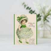 St Patrick's Day meisje in een motorkap Briefkaart (Staand voorkant)