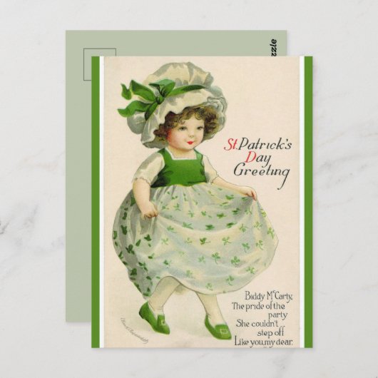 St Patrick's Day meisje in een motorkap Briefkaart (Voorkant / Achterkant)