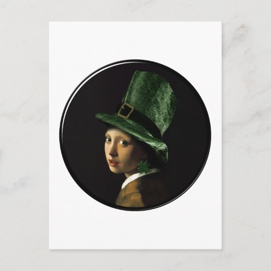 St. Patrick's Day - Meisje met de shamrock die aan Briefkaart (Voorkant)