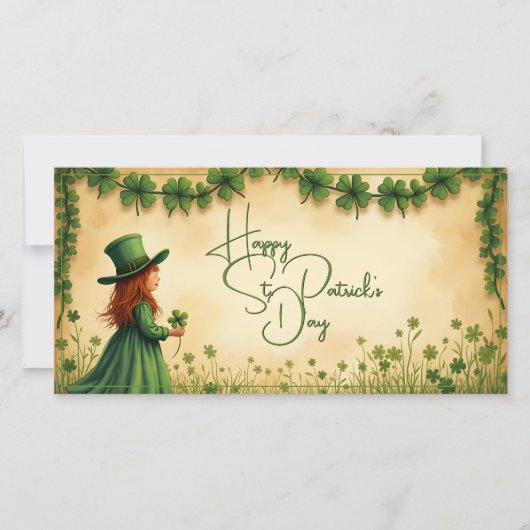 St. Patrick's Day-meisje met klavers (Voorkant)