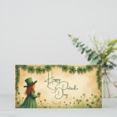 St. Patrick's Day-meisje met klavers (Staand voorkant)