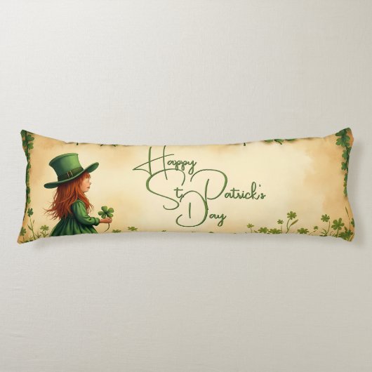 St. Patrick's Day-meisje met klavertjes Lichaamskussen (Voorkant)
