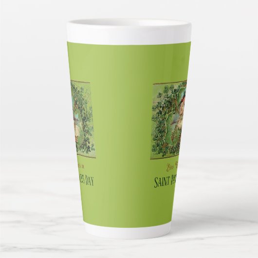 St. Patrick's Day  Meisje met Shamrocks Latte Mok (Voorkant)